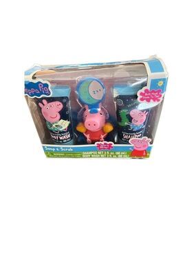 PEPPA PIG Soap & Scrub KIDS GIFT SET Body Wash Bath Pouf and Shampoo